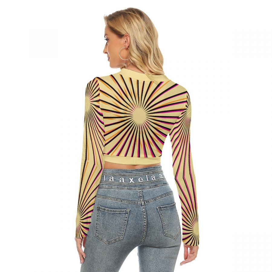 All-Over Print Women's Crop Top With Button Closure - Image 4