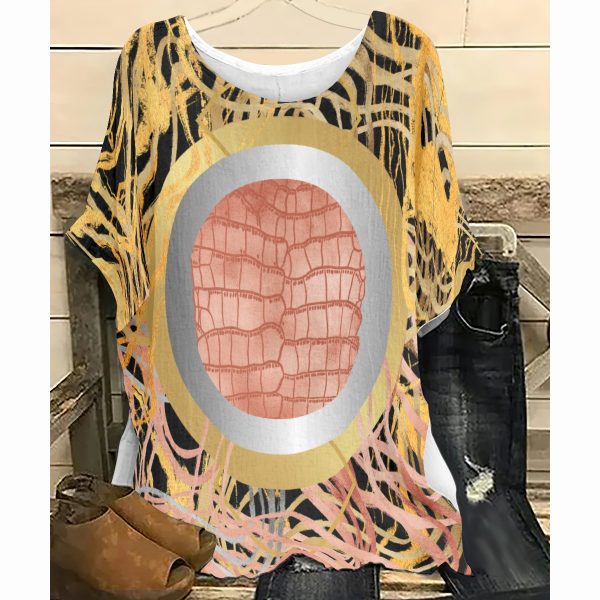All-Over Print Women's T-shirt with Bat Sleeve