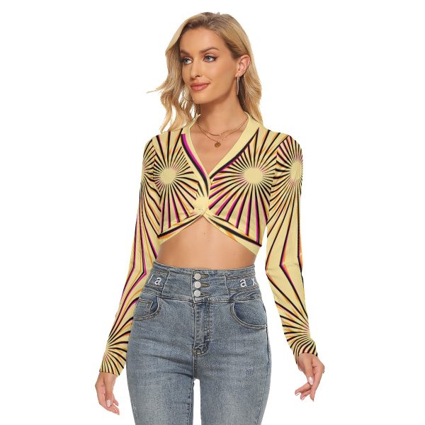 All-Over Print Women's Crop Top With Button Closure