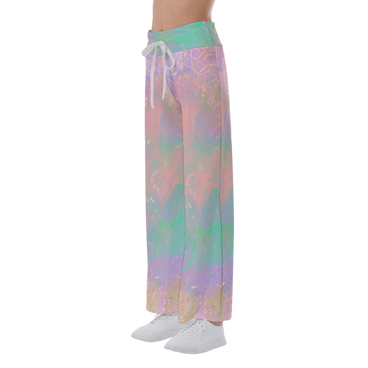 All-Over Print Women's High-waisted Straight-leg Trousers - Image 2