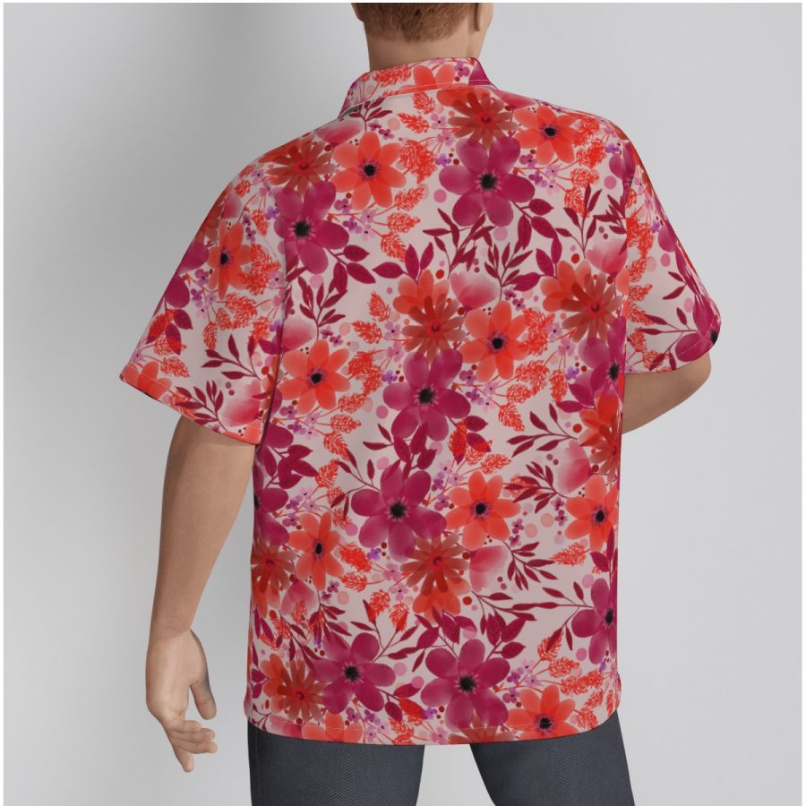 All-Over Print Men's Hawaiian Shirt With Button Closure |115GSM Cotton poplin - Image 3