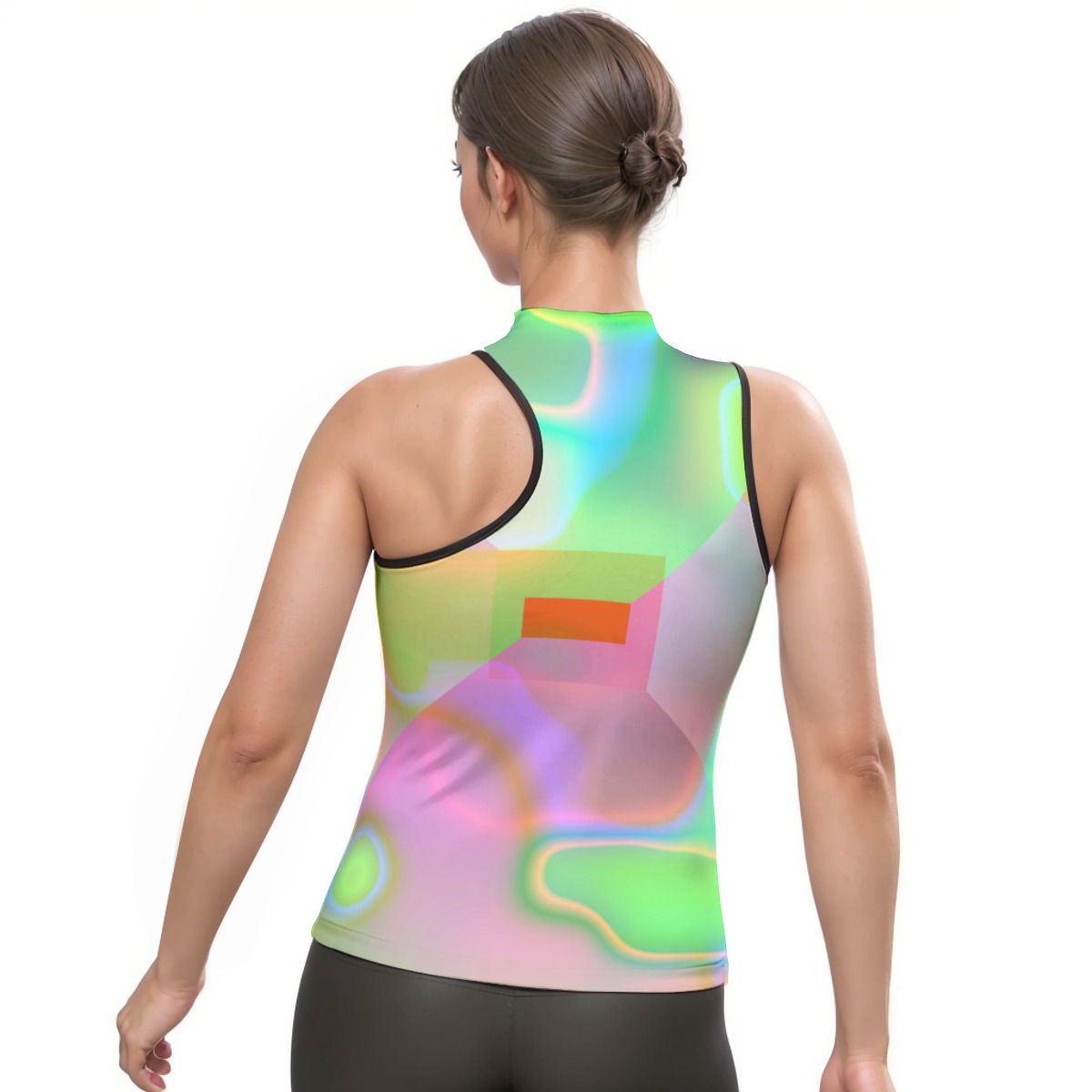 All-Over Print Women's Halter Sleeveless Asymmetrical Tank Top - Image 4