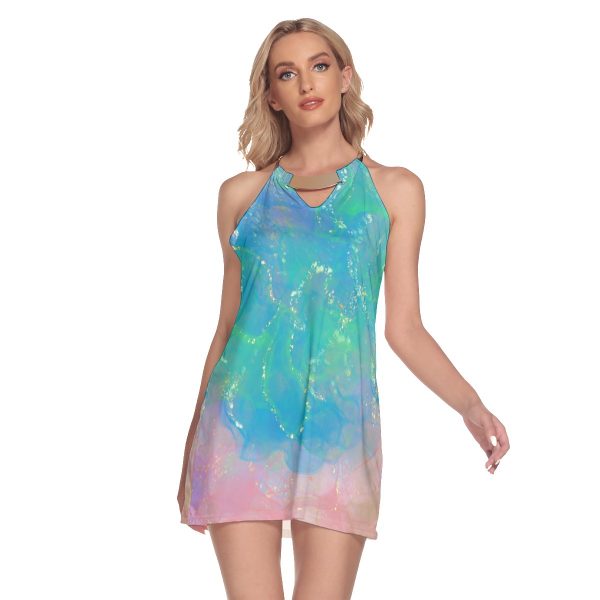 All-Over Print Women's Round Neck Above Knee Dress