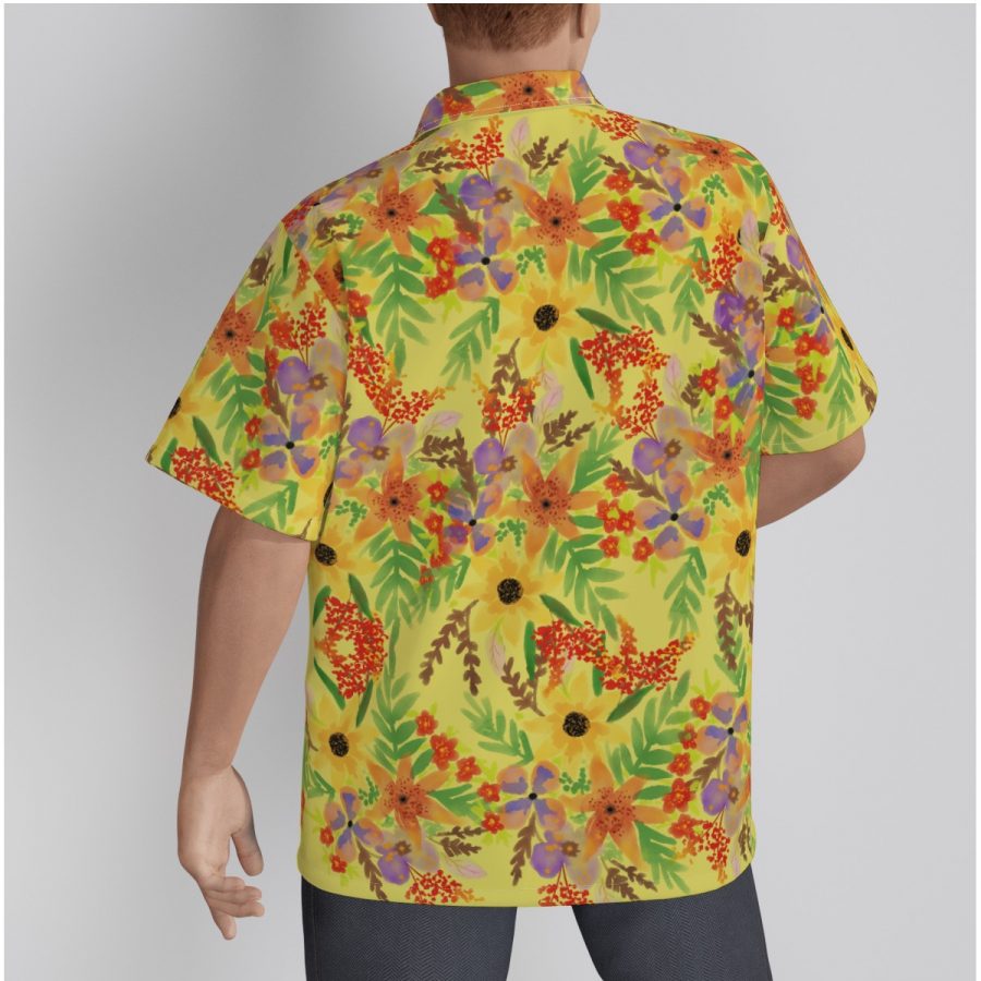 All-Over Print Men's Hawaiian Shirt With Button Closure |115GSM Cotton poplin - Image 3