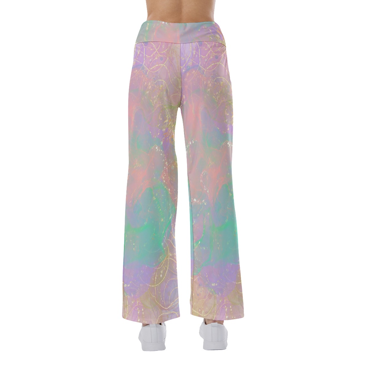 All-Over Print Women's High-waisted Straight-leg Trousers - Image 4