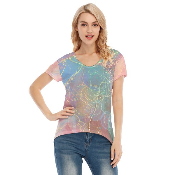 All-Over Print Women's V-neck Short Sleeve T-shirt