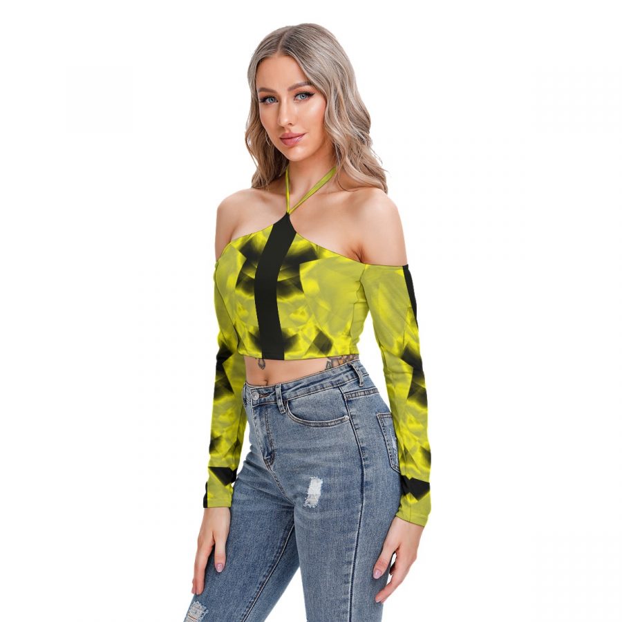 All-Over Print Women's Halter Lace-up Top - Image 3