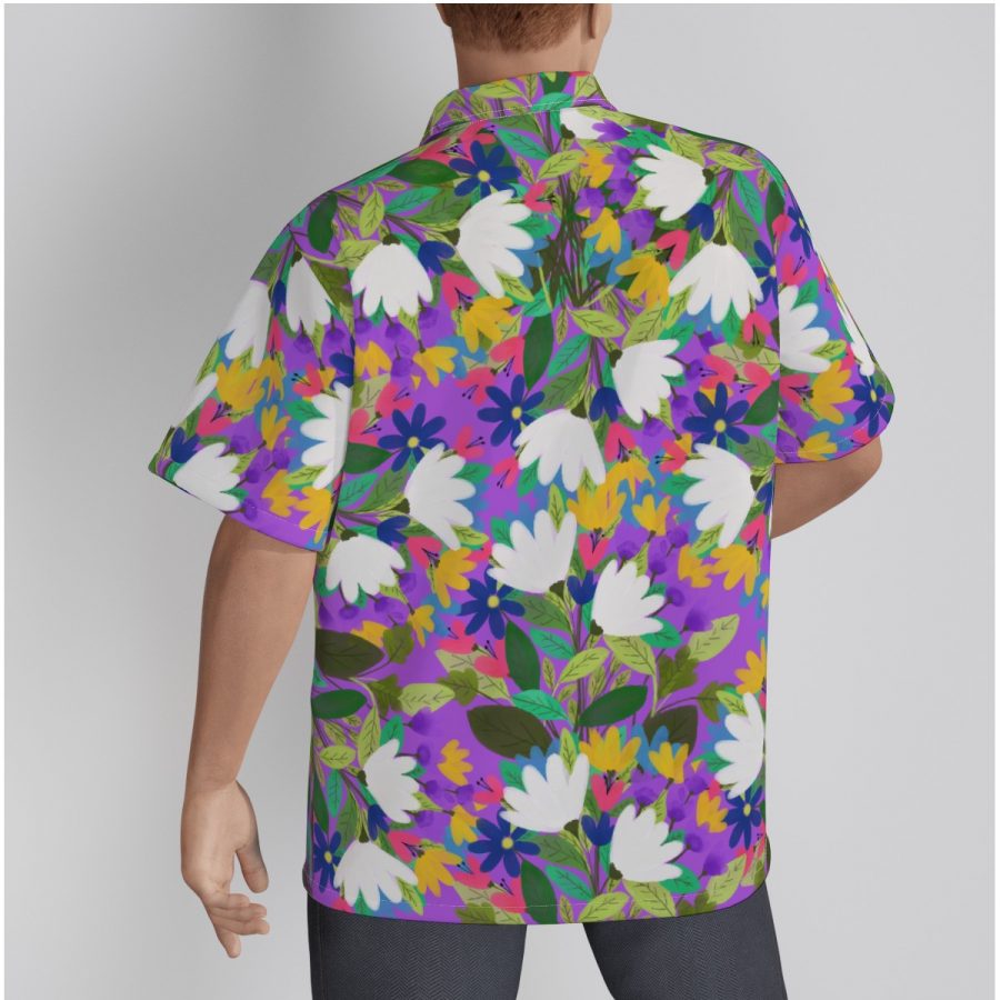All-Over Print Men's Hawaiian Shirt With Button Closure |115GSM Cotton poplin - Image 3