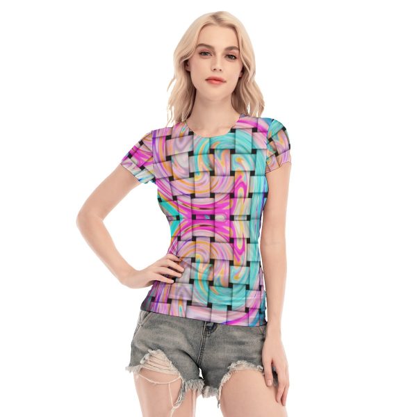 All-Over Print Women's Short Sleeve Mesh Blouse