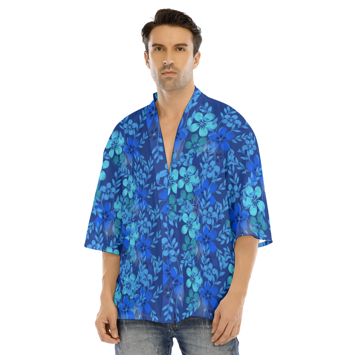 All-Over Print Men's Drop-shoulder Short Coat - Image 3