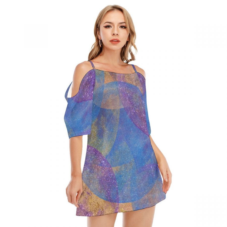 All-Over Print Women's Off-shoulder Cami Dress - Image 3