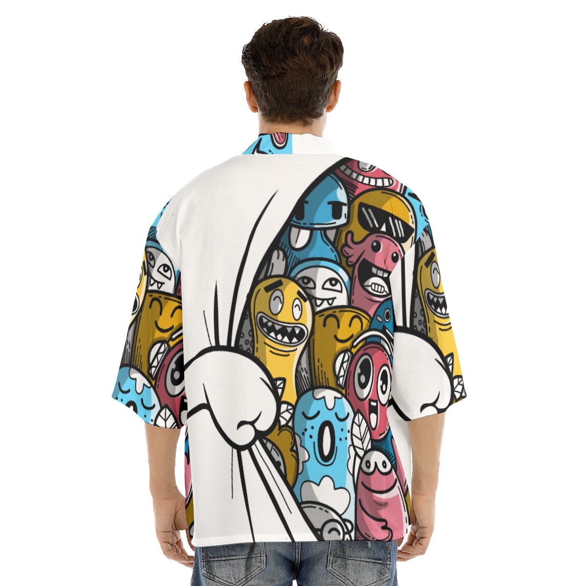 All-Over Print Men's Drop-shoulder Short Coat