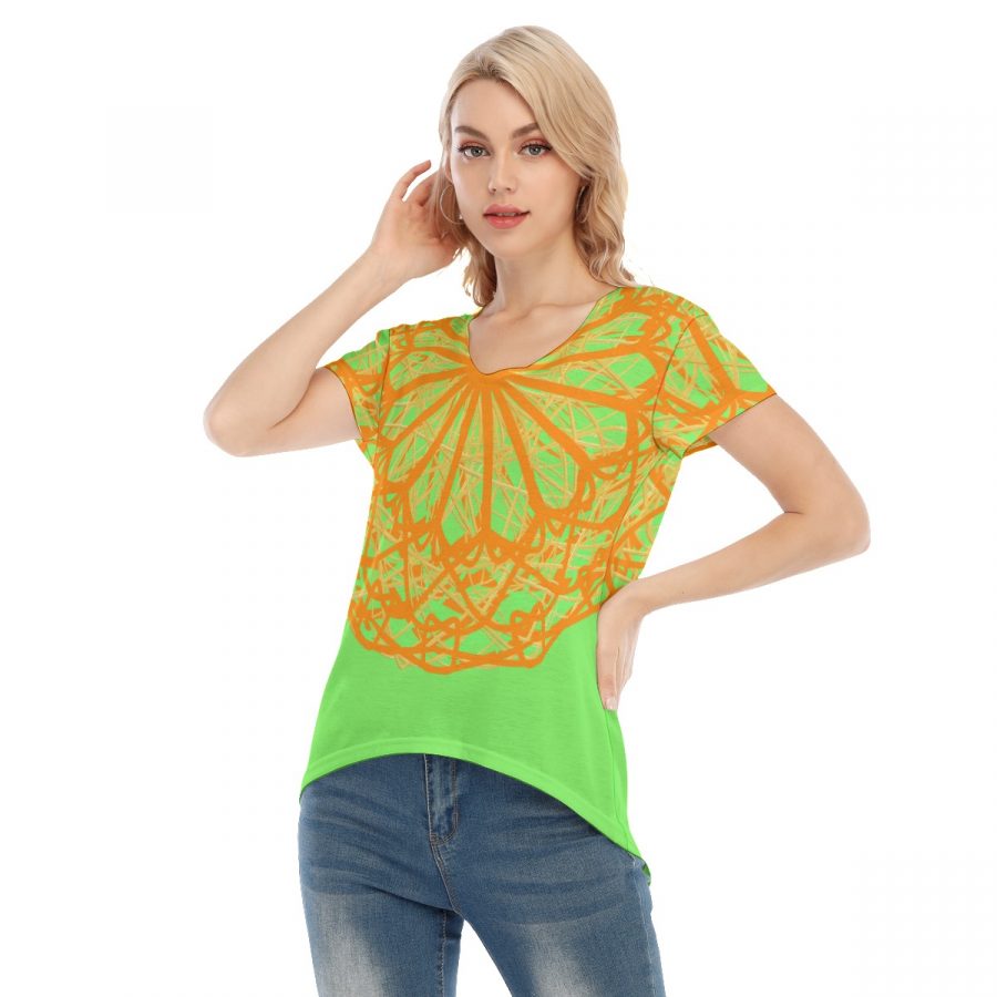 All-Over Print Women's V-neck Short Sleeve T-shirt - Image 2