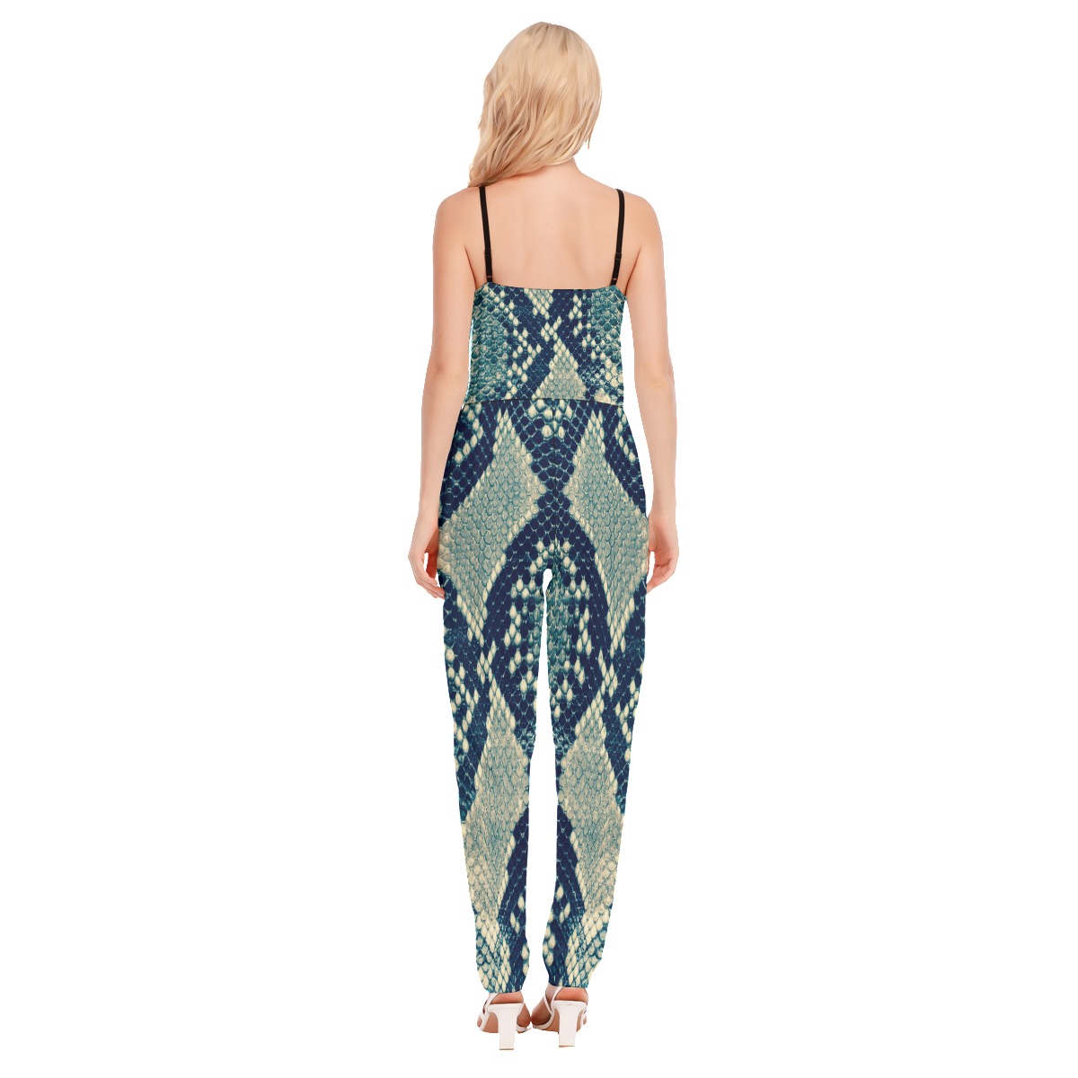 All-Over Print Women's High Waist V-neck Cami Jumpsuit
