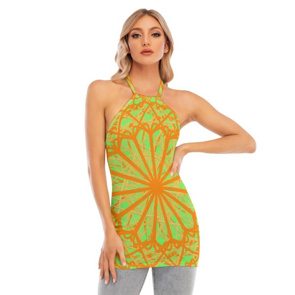All-Over Print Women's Tie Halter Neck Top