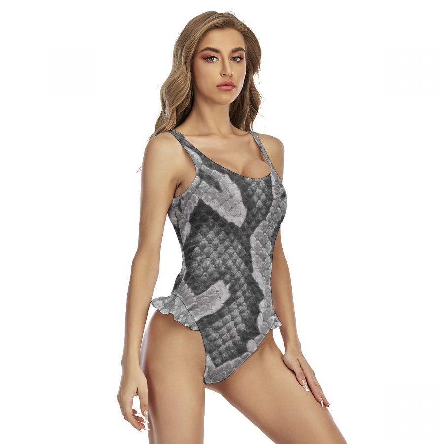 All-Over Print Women's One-piece Swimsuit With Ruffle Hem
