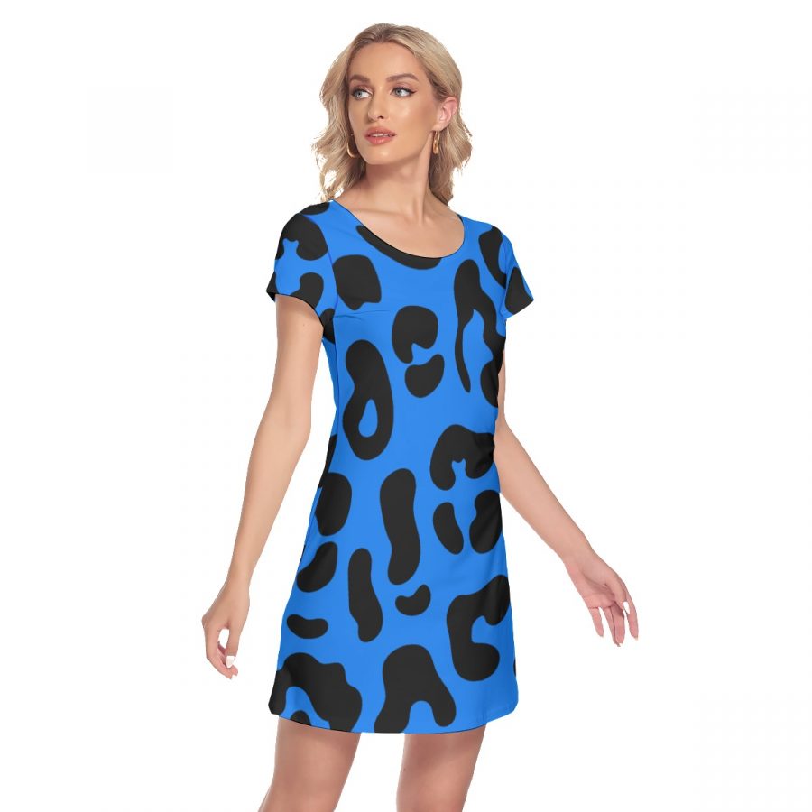 All-Over Print Women's Short Sleeve O-neck Dress - Image 4