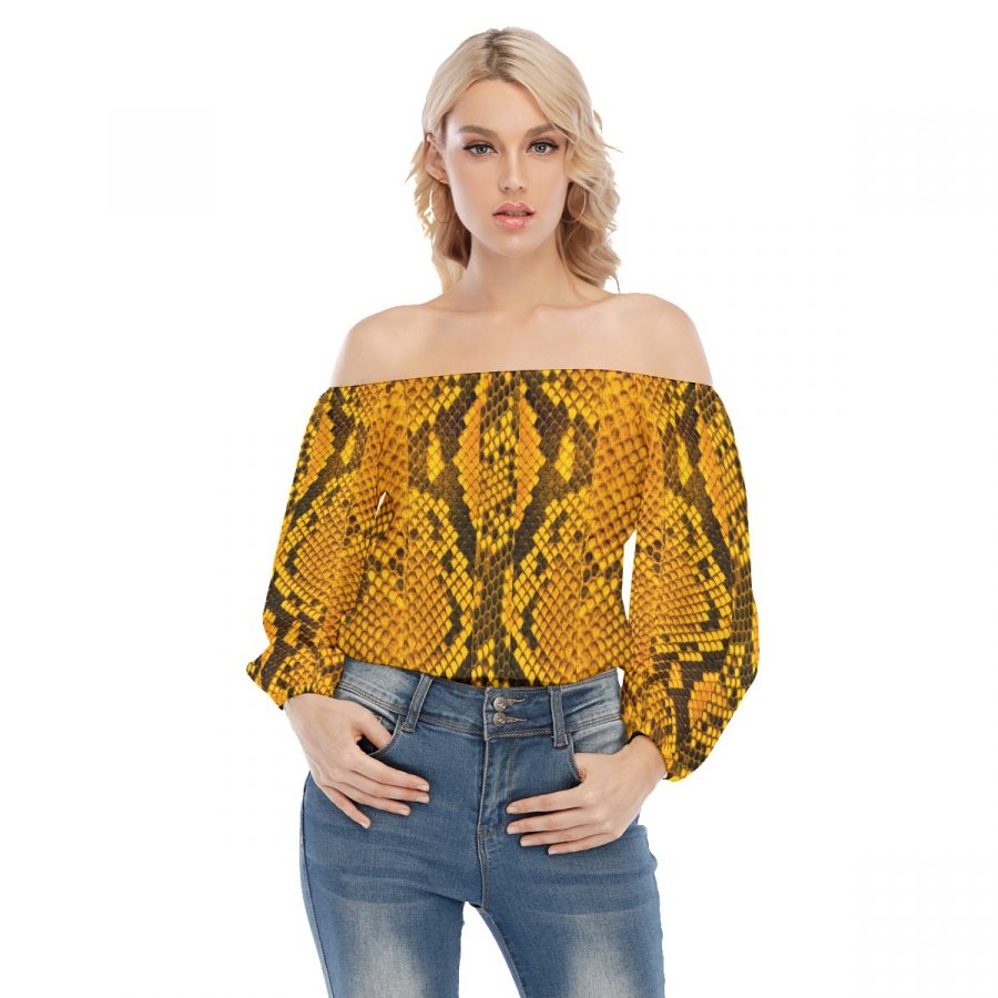 All-Over Print Women's Flat Shoulder Blouse - Image 3