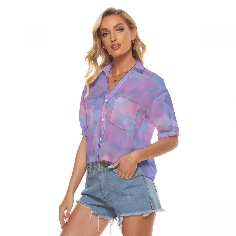 All-Over Print Women's V-neck Shirts - Image 4