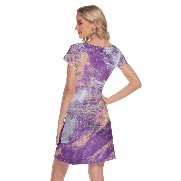 All-Over Print Women's Short Sleeve O-neck Dress