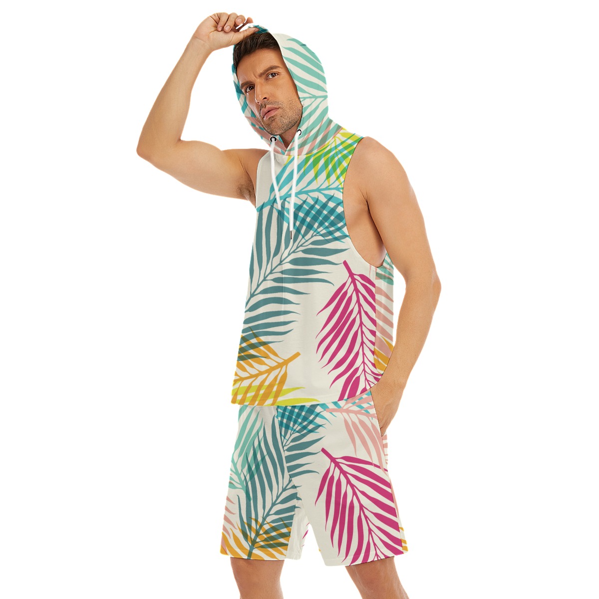 All-Over Print Men's Sleeveless Vest And Shorts Set - Image 7