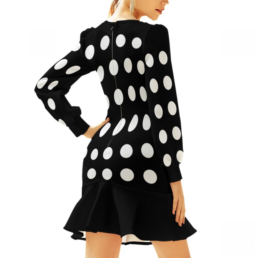 All-Over Print Women's Ruffle Hem Skinny Dress - Image 3