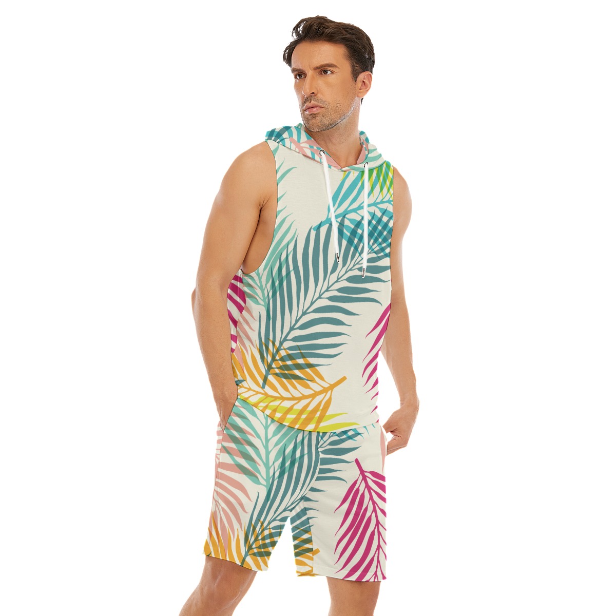 All-Over Print Men's Sleeveless Vest And Shorts Set - Image 6