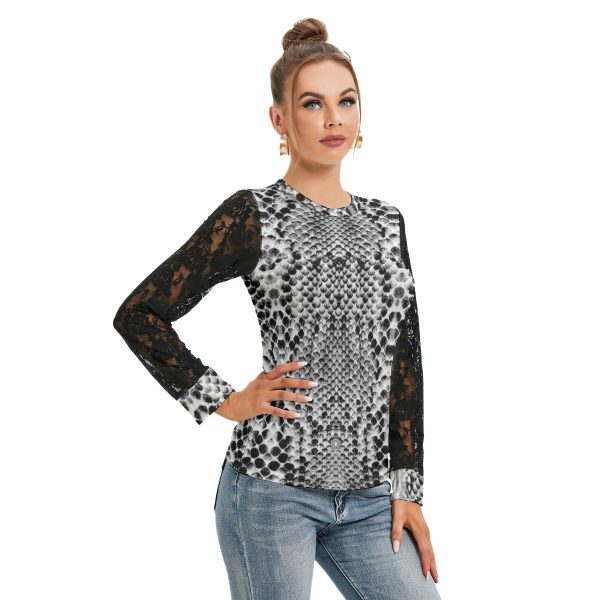 All-Over Print Women's T-shirt And Sleeve With Black Lace