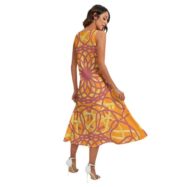 All-Over Print Women's Sleeveless Dress With Diagonal Pocket