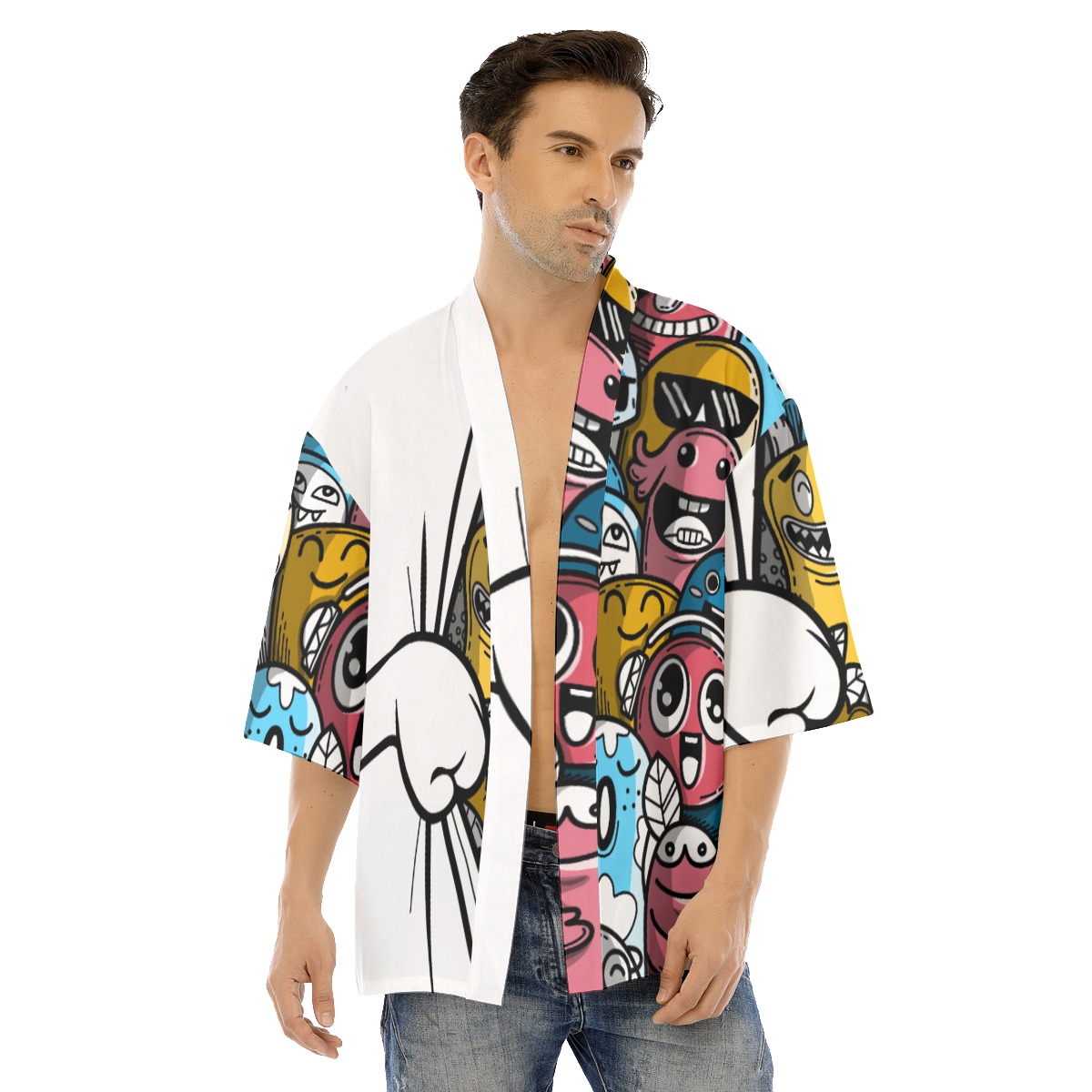 All-Over Print Men's Drop-shoulder Short Coat - Image 2