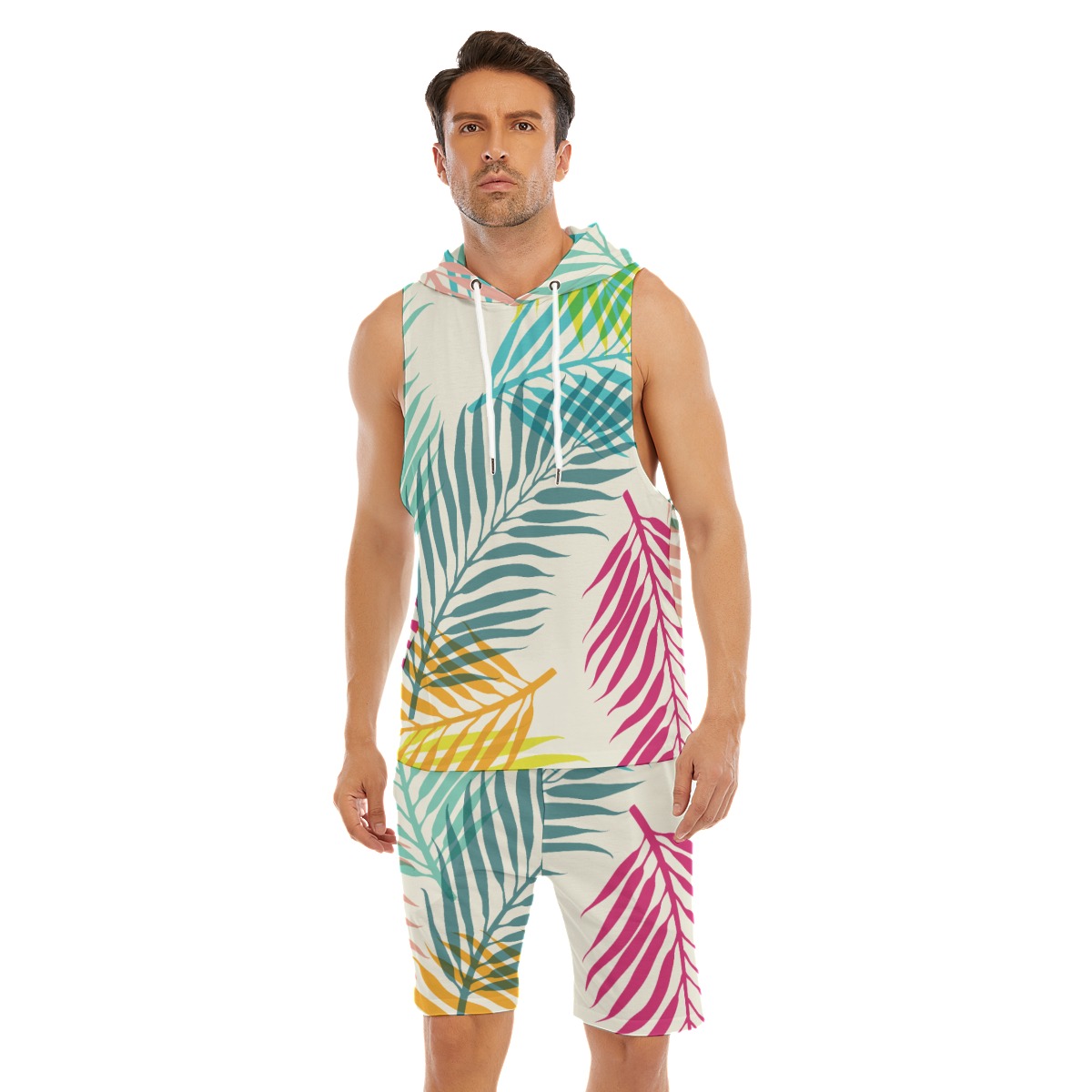 All-Over Print Men's Sleeveless Vest And Shorts Set - Image 5