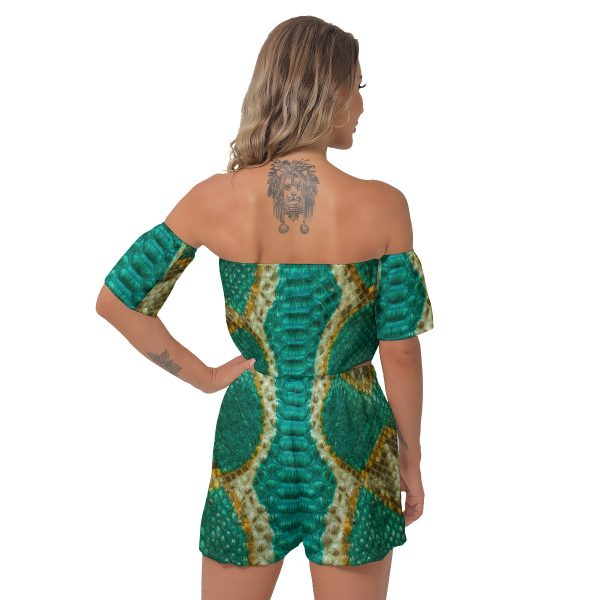 All-Over Print Women's Off-Shoulder T-Shirt Shorts Suit