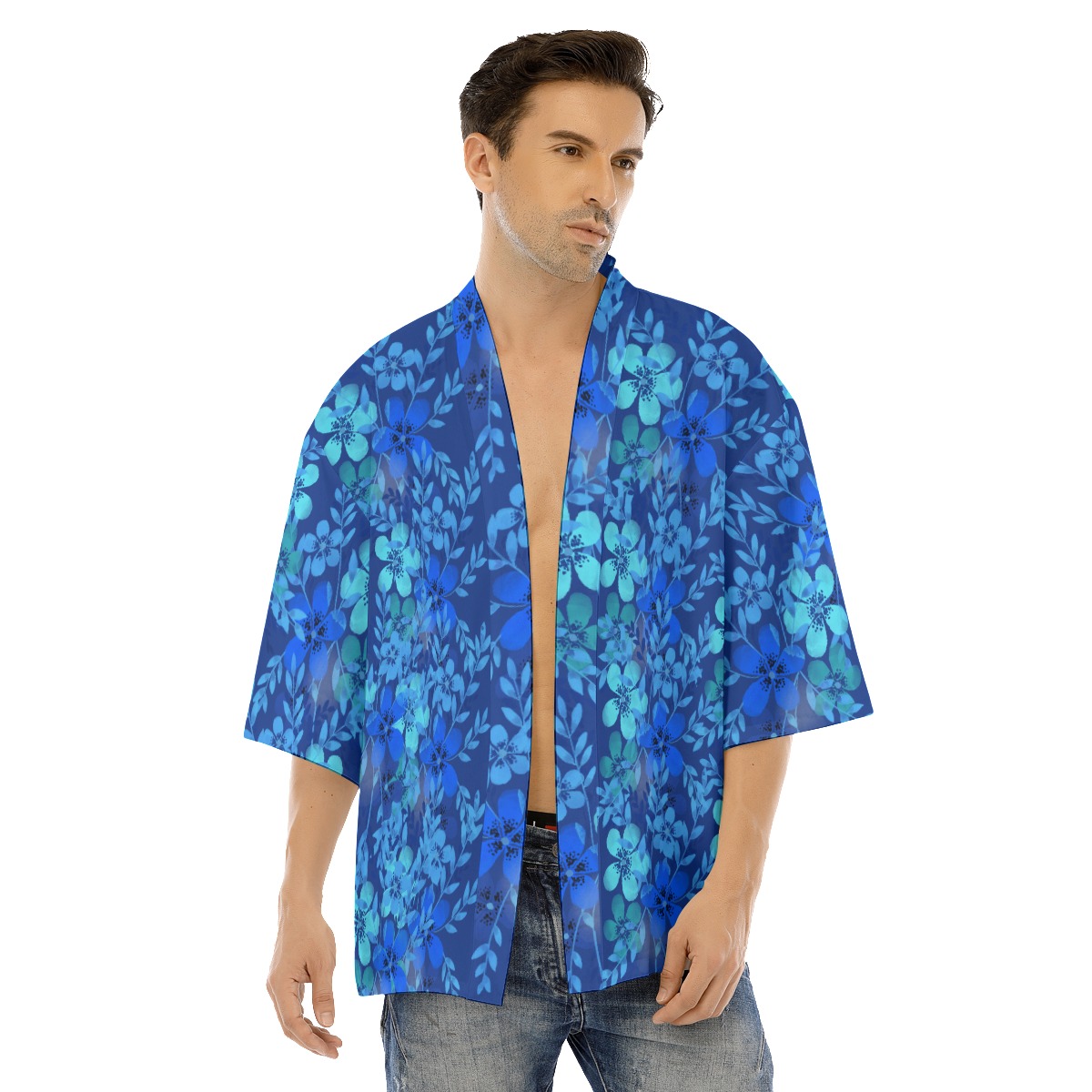 All-Over Print Men's Drop-shoulder Short Coat