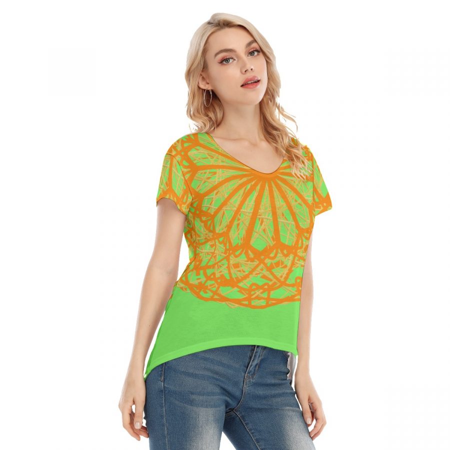 All-Over Print Women's V-neck Short Sleeve T-shirt