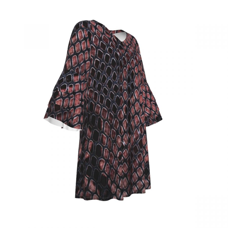 All-Over Print Women's Stacked Ruffle Sleeve Dress - Image 3