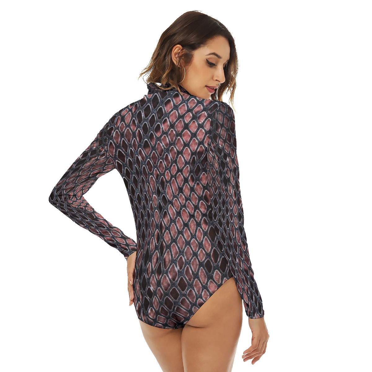 All-Over Print Women's Turtleneck Long Sleeve Bodysuit - Image 4