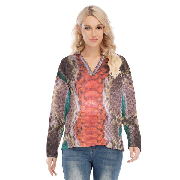 All-Over Print Women's Shirt Collar Blouse | Jersey