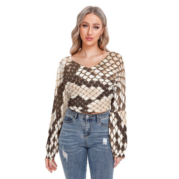 All-Over Print Women's V-neck Drop-shoulder Cropped Sweatshirt