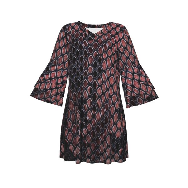 All-Over Print Women's Stacked Ruffle Sleeve Dress