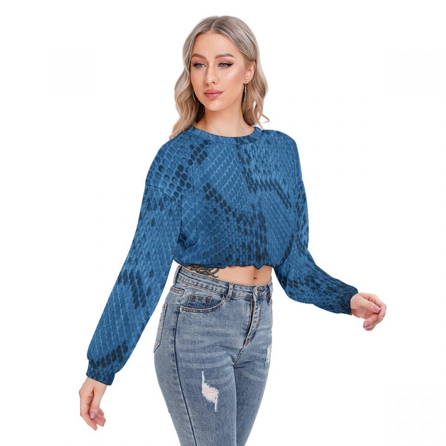 All-Over Print Women's Long Sleeve Sweatshirt With Hem Drawstring - Image 2