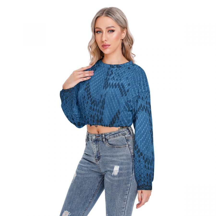 All-Over Print Women's Long Sleeve Sweatshirt With Hem Drawstring - Image 3