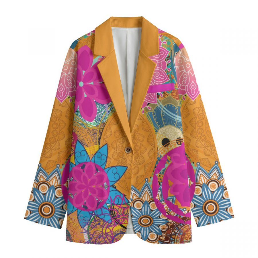 All-Over Print Women's Leisure Blazer | 245GSM Cotton