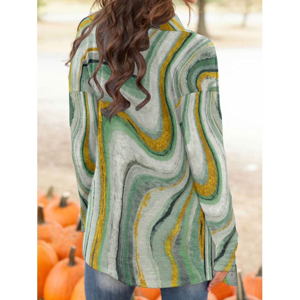 All-Over Print Women's Cardigan With Long Sleeve - Image 3