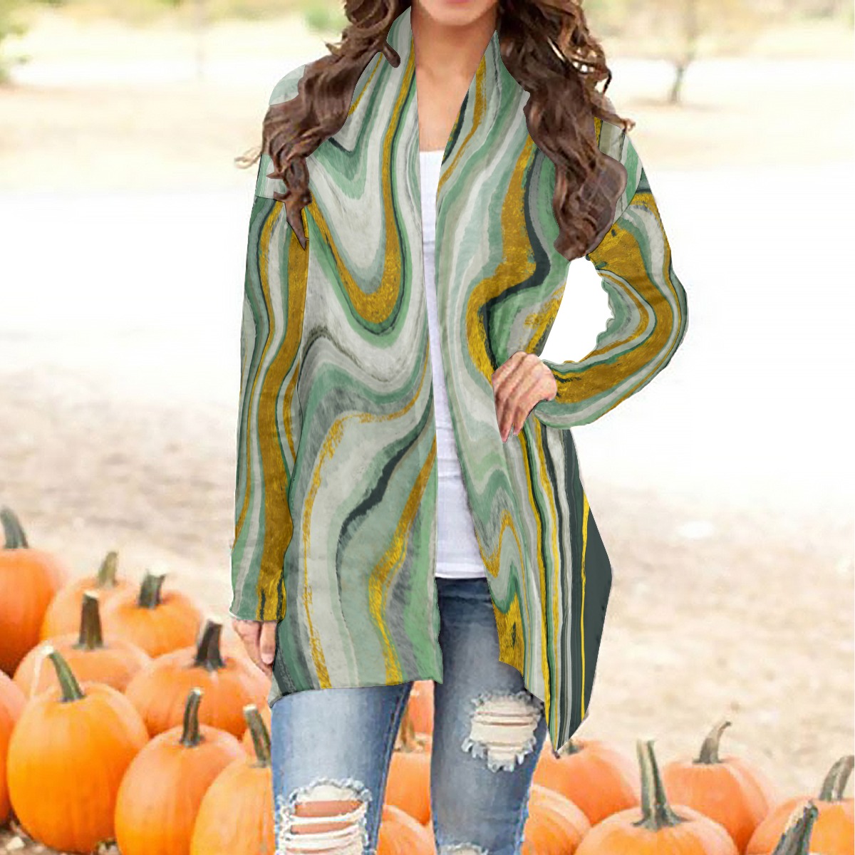 All-Over Print Women's Cardigan With Long Sleeve