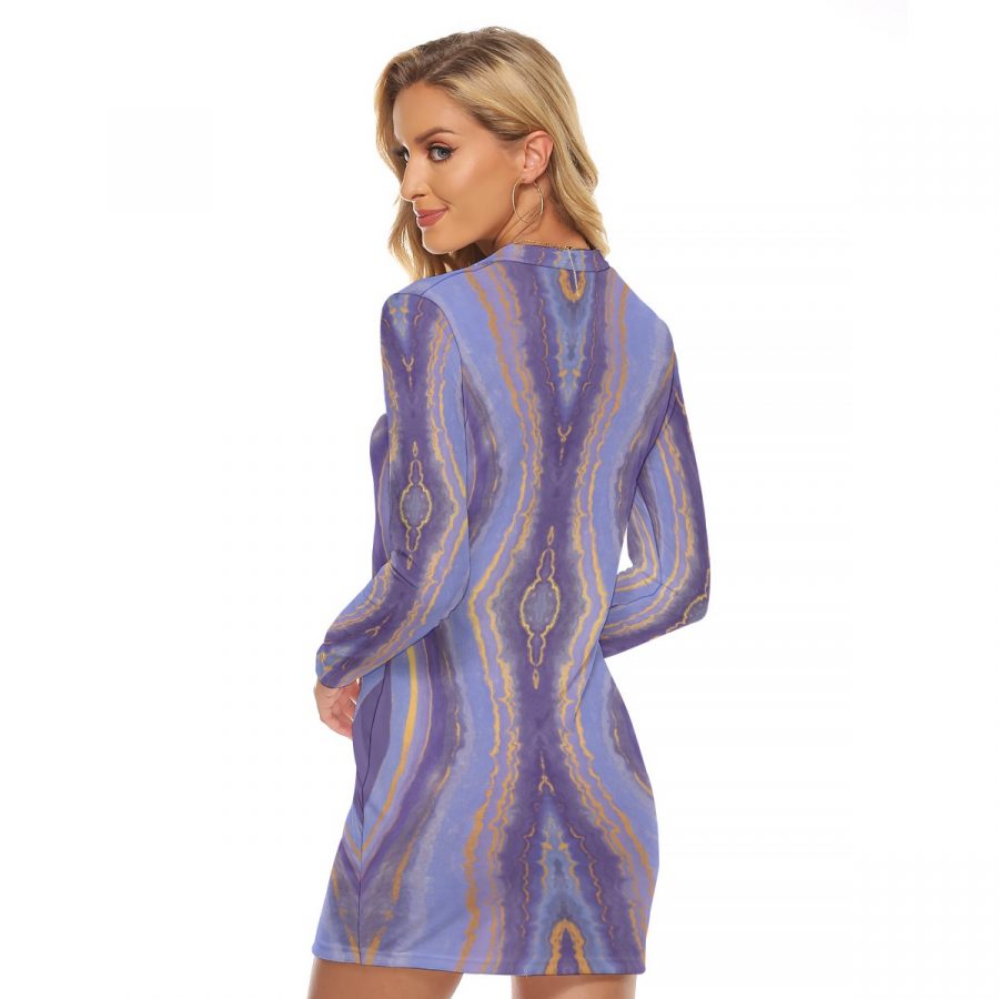 All-Over Print Women's Zip Front Tight Dress - Image 4