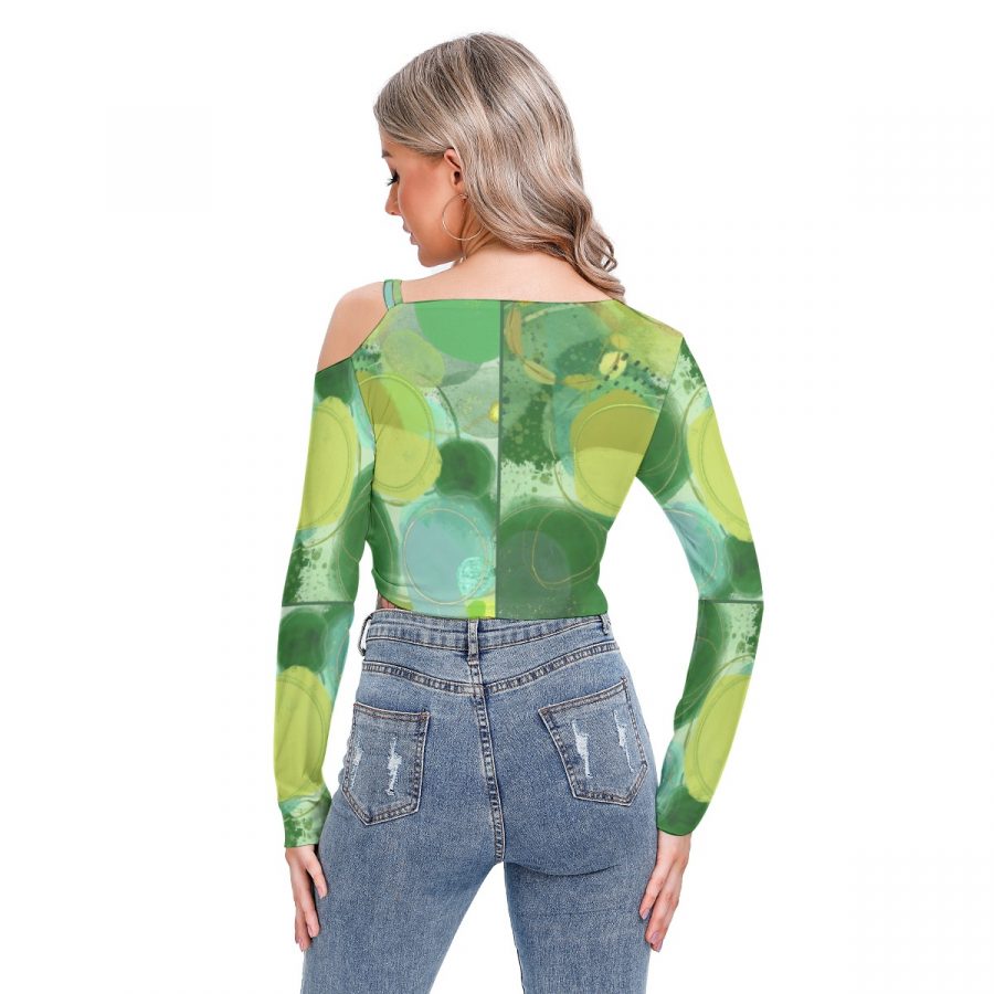 All-Over Print Women's One-shoulder Blouse With Drawstring - Image 4