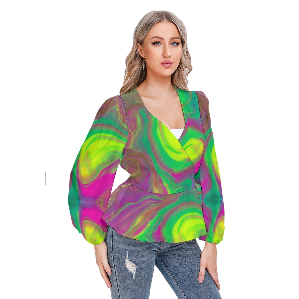 All-Over Print Women's Long Sleeve Shirt - Image 2