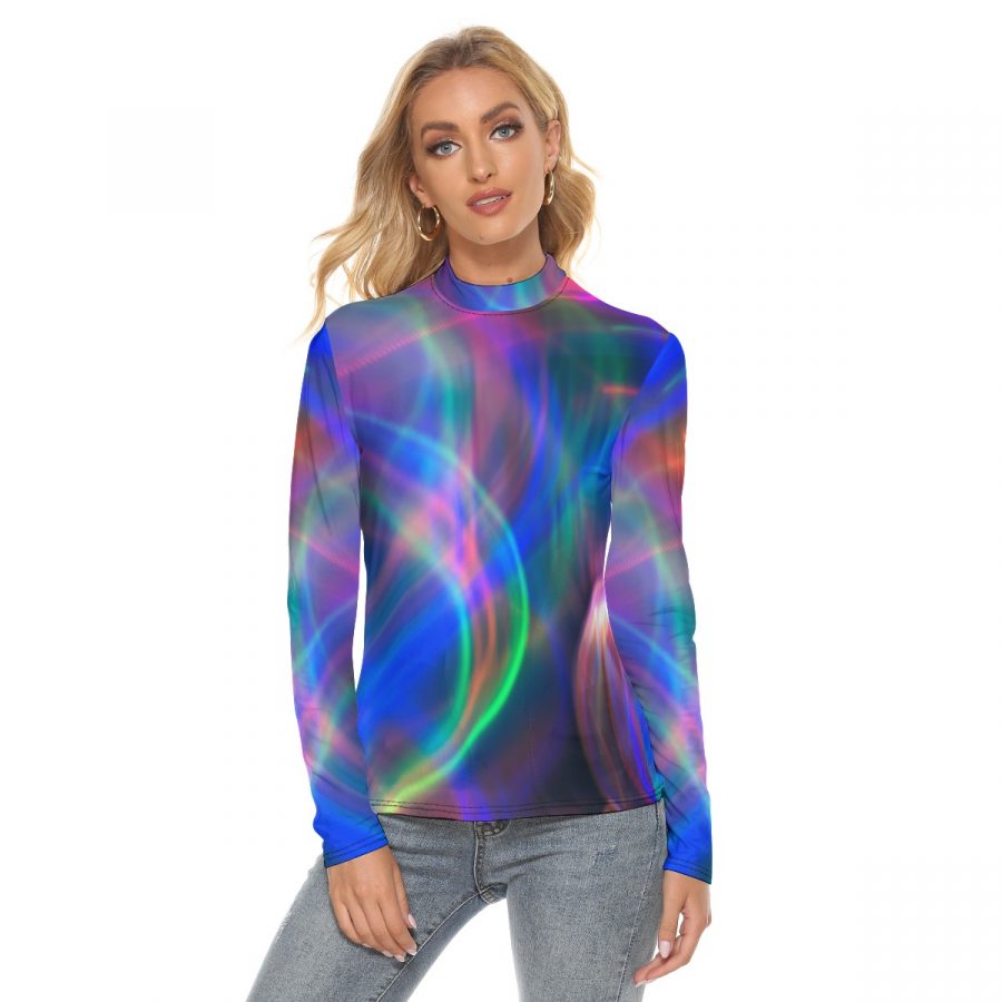 All Over Print Women's Stretchable Turtleneck Top