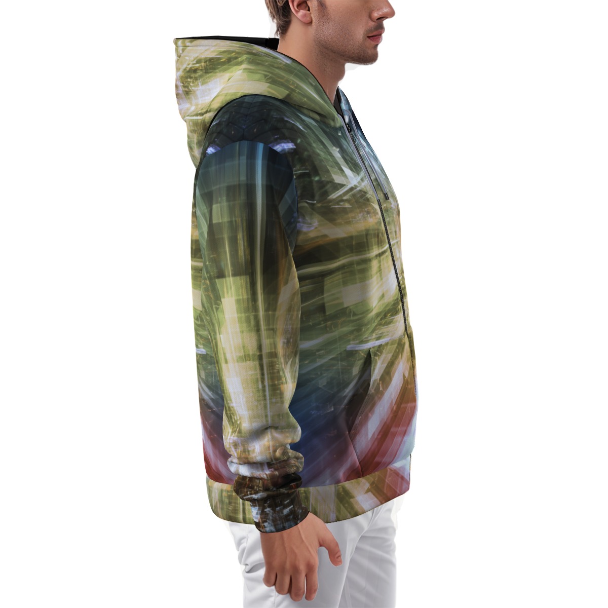 All-Over Print Zip Up Hoodie With Pocket - Image 3