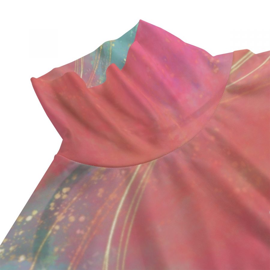 All-Over Print Women's Turtleneck T-shirt With Sloping Hem - Image 3